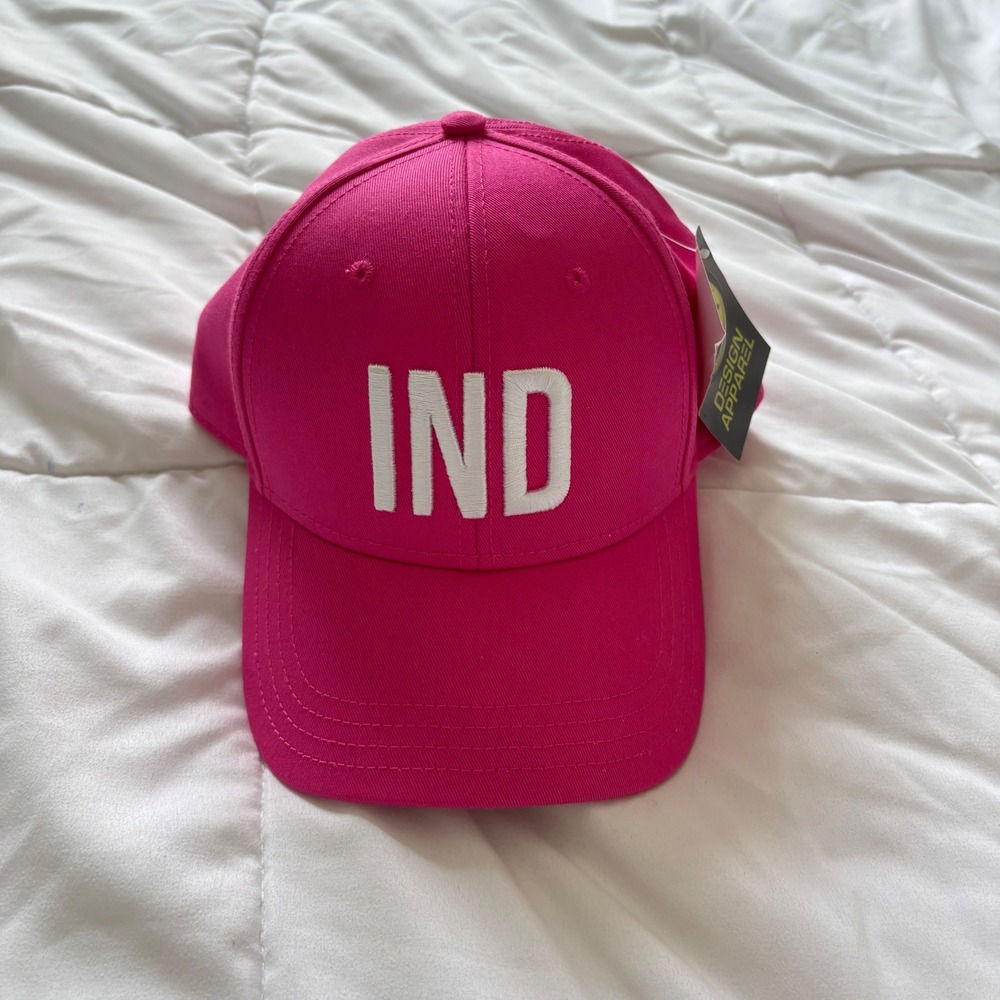 NWT Design Apparel IND Embroidered Pink Baseball Cap Hat Adjustable